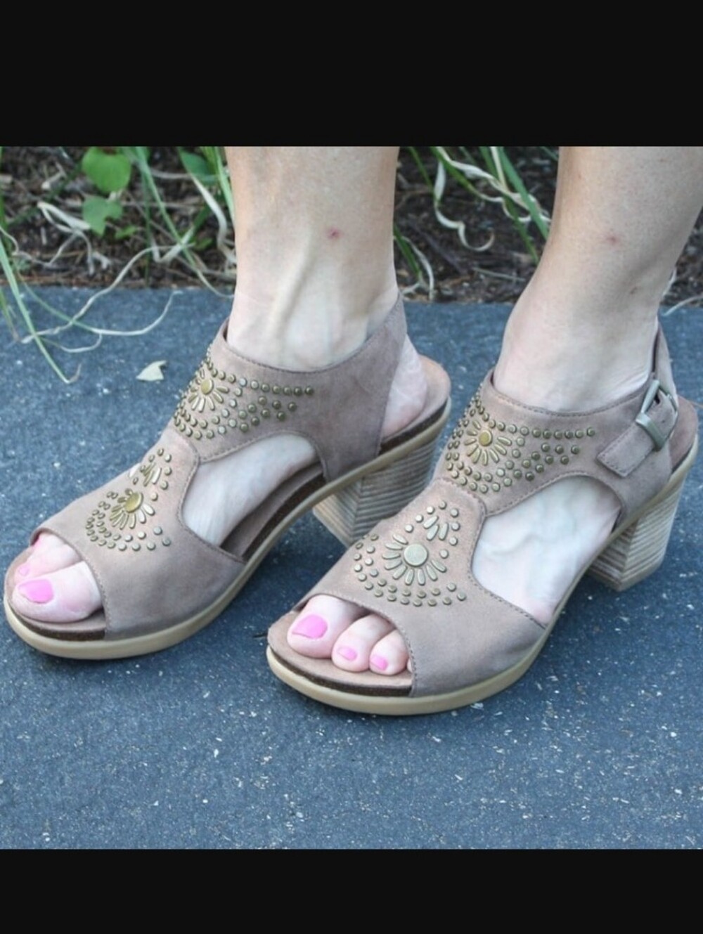 Dansko Deandra Bronze Shimmer Neautral Studded  Block Heel Sandals